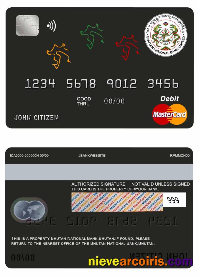 Bhutan National Bank Mastercard Debit Sample