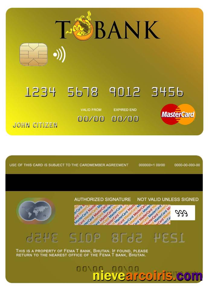 Bhutan T Bank Mastercard Sample