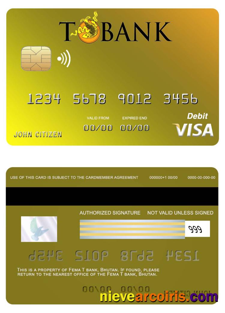 Bhutan T Bank Visa Card Template