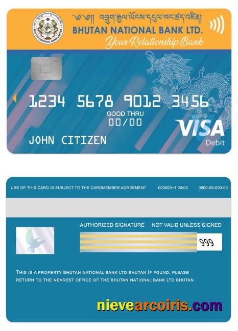Bhutan National Bank LTD Visa Debit Card Sample