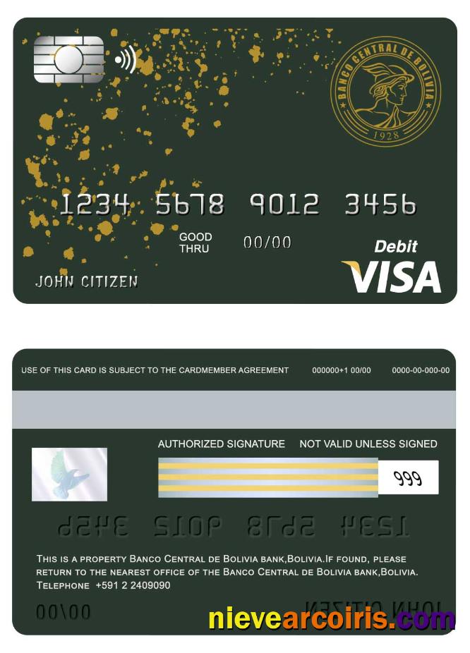 Bolivia Banco Central De Bolivia Bank Visa Card Photolook
