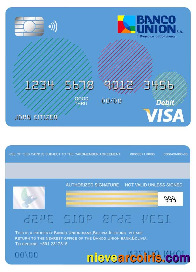 Bolivia Banco Union Bank Visa Card Photolook