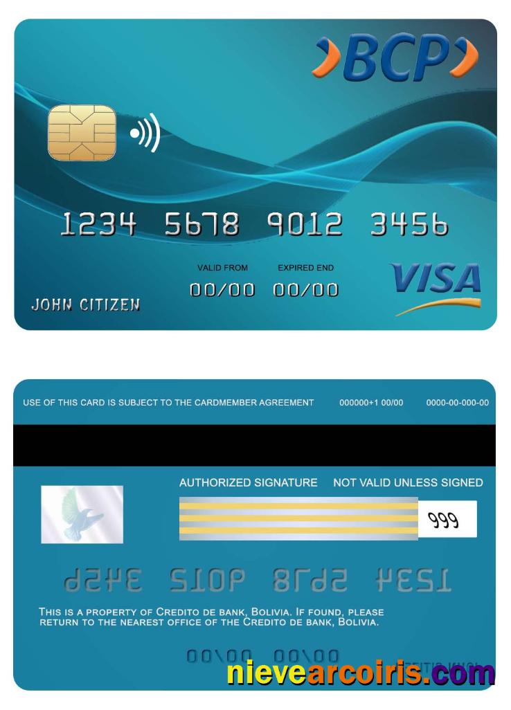 Bolovia Credito Bank Visa Card Template