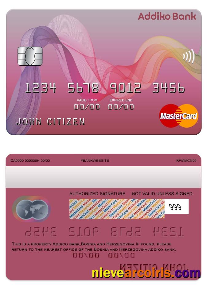 Bosnia And Herzegovina Addiko Bank Mastercard Sample