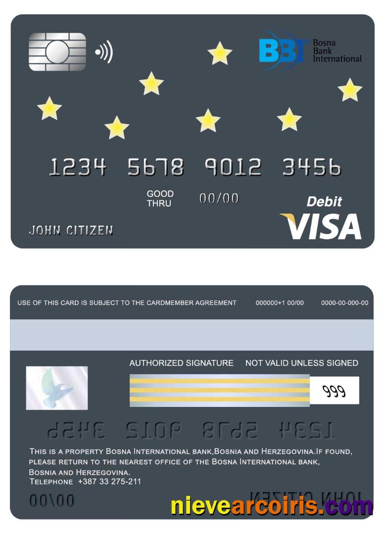 Bosnia And Herzegovina Bosna International Bank Visa Card Photolook