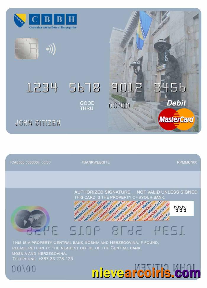 Bosnia And Herzegovina Central Bank Mastercard Sample