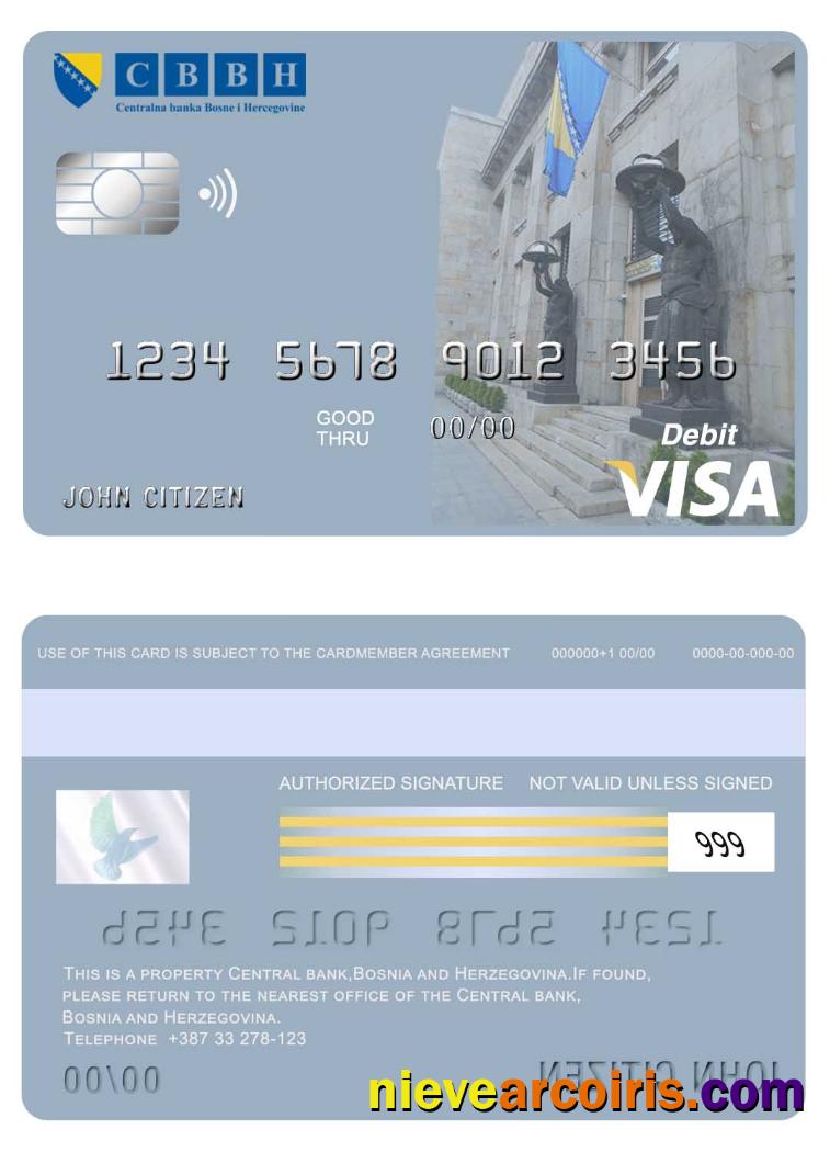 Bosnia And Herzegovina Central Bank Visa Card Sample