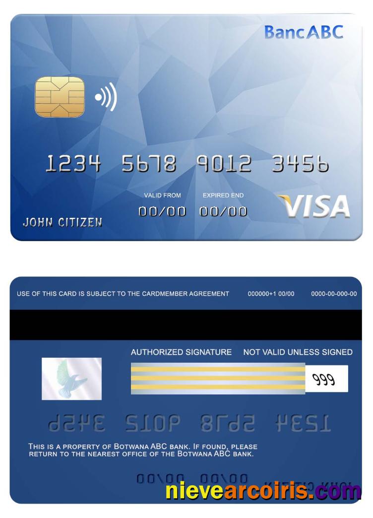Bostwana ABC Bank Visa Card Sample