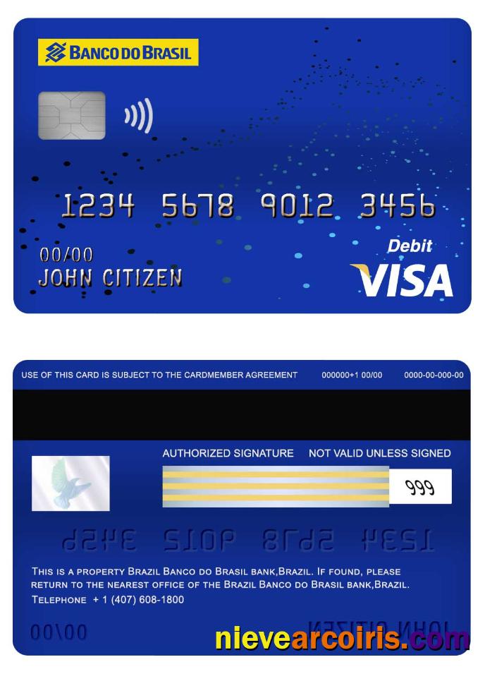 Brazil Banco Do Brasil Bank Visa Debit Card Sample