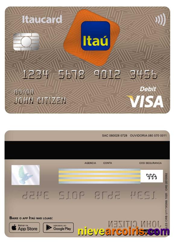 Brazil Itau Bank Visa Debit Card Template