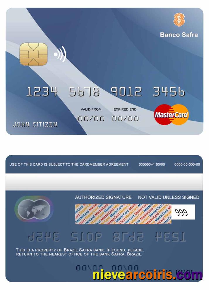 Brazil Safra Bank Mastercard Sample