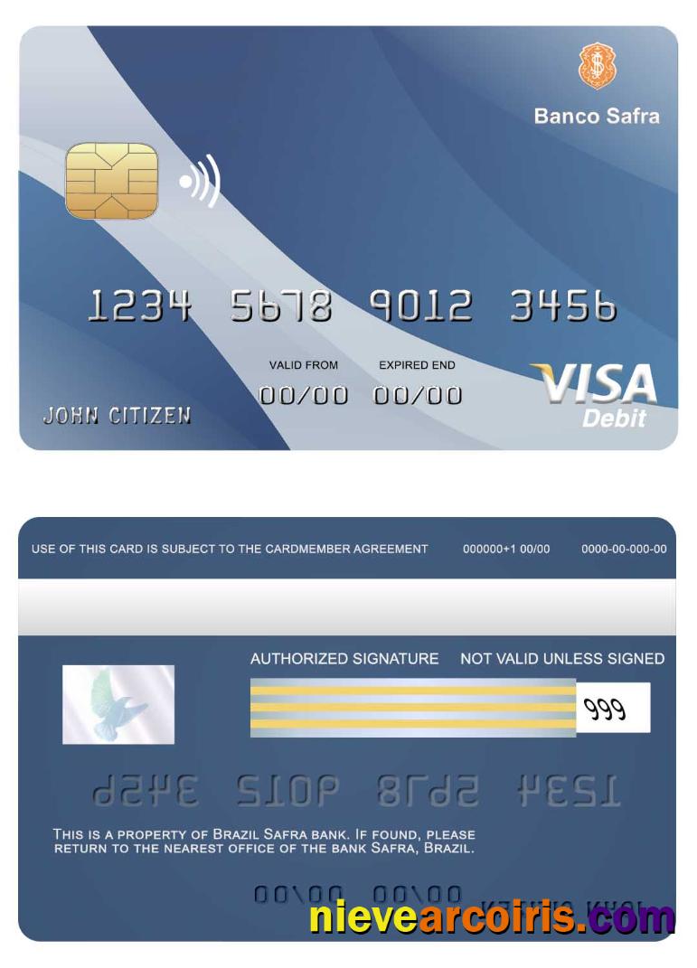 Brazil Safra Bank Visa Card Sample