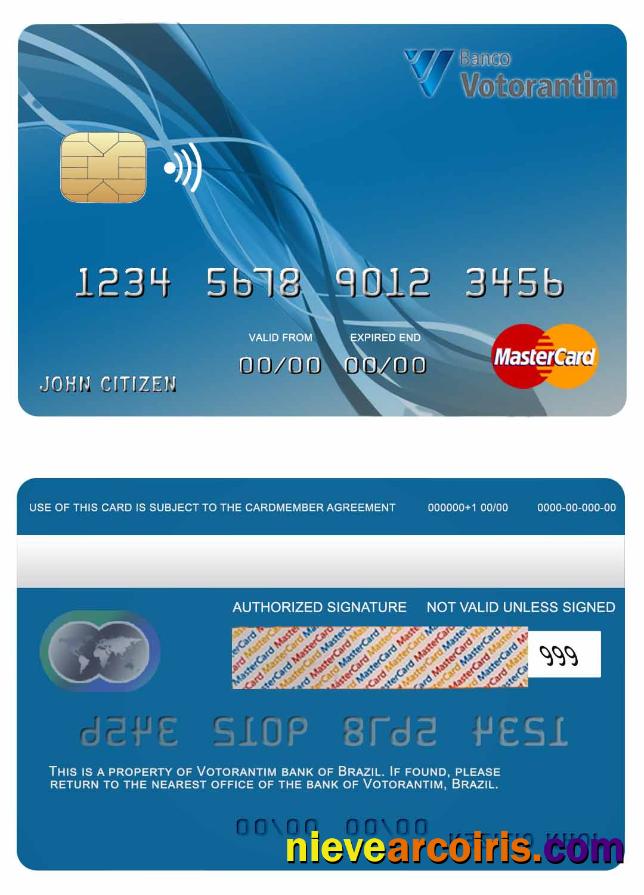 Brazil Votorantim Bank Mastercard Sample