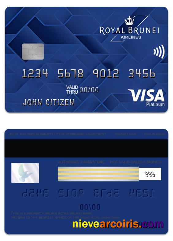 Brunei Baiduri Bank Royal Brunei Visa Platinum Credit Card Template
