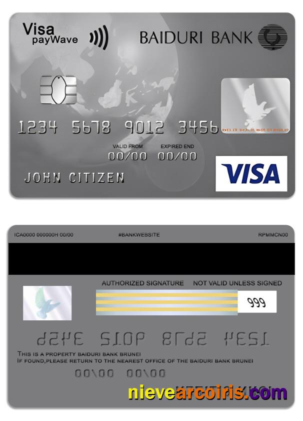 Brunei Baiduri Bank Visa Classic Credit Card Sample