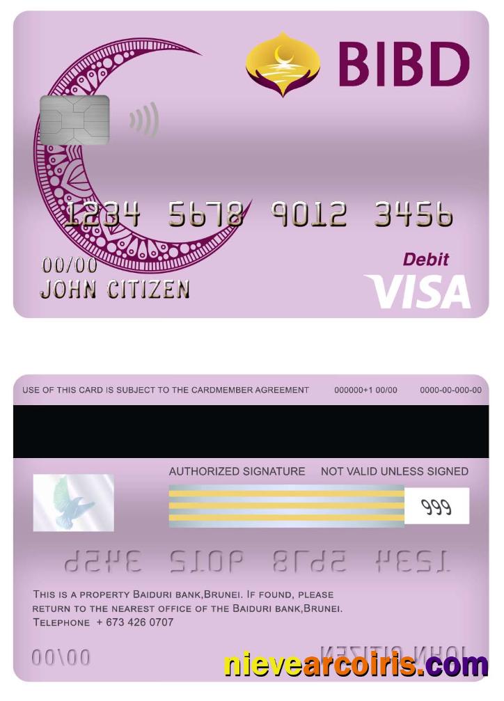 Brunei Baiduri Bank Visa Card Debit Card Template