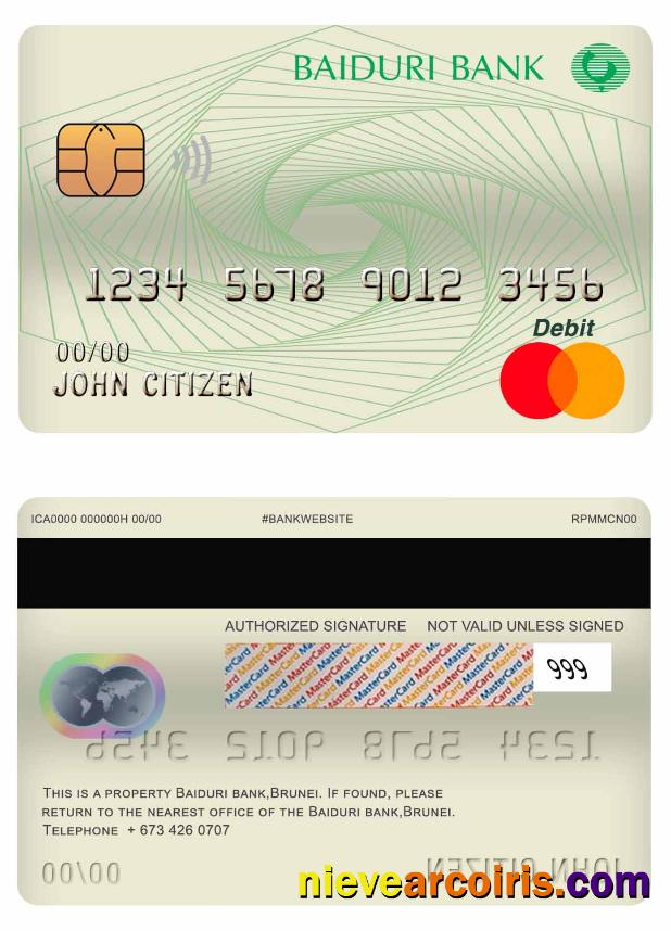 Brunei Baiduri Bank Master Debit Card Sample