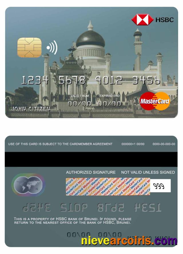 Brunei HSBC Bank Mastercard Template