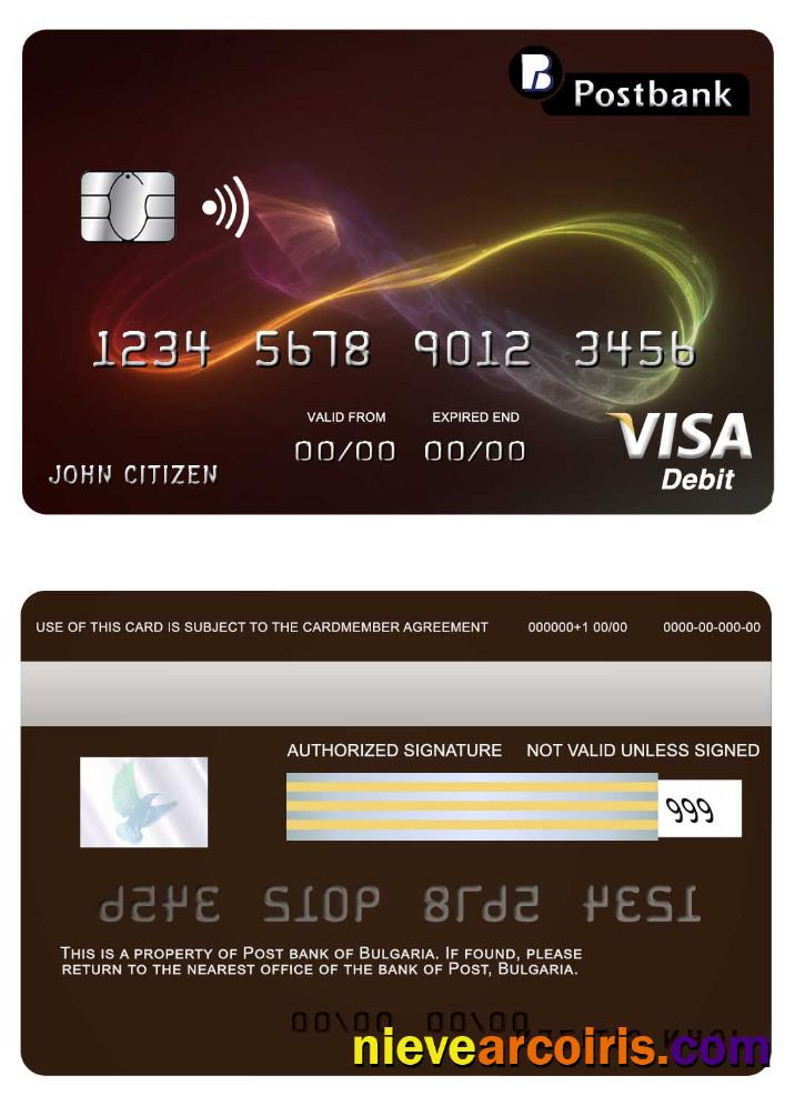 Bulgaria Post Bank Visa Card Template