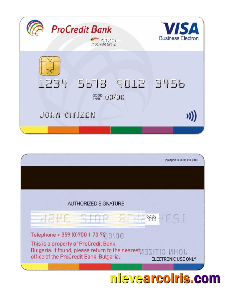 Bulgaria ProCredit Bank Visa Electron Card Photolook