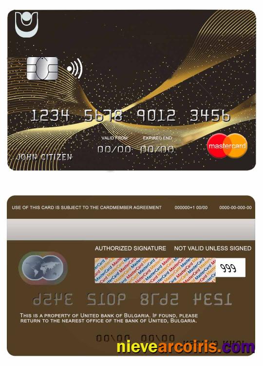 Bulgaria United Bank Mastercard Template