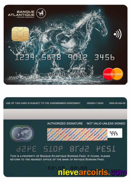 Burkina Faso Atlantique Bank Mastercard Template