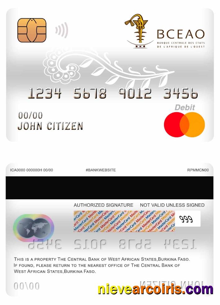 Burkina Faso The Central Bank Of West African States Bank Master Debit Card Preview