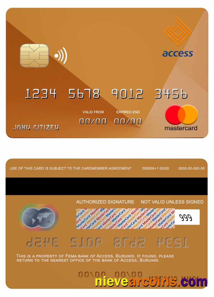 Burundi Access Bank Mastercard Template