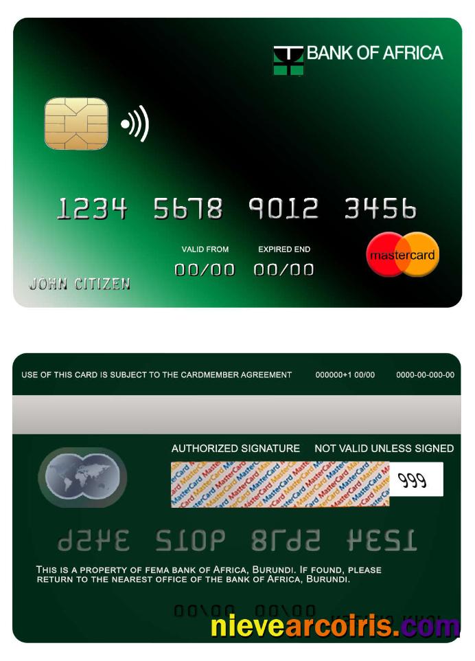 Burundi Africa Bank Mastercard Sample