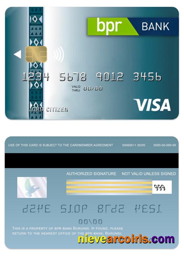 Burundi BPR Bank Visa Classic Credit Card Sample