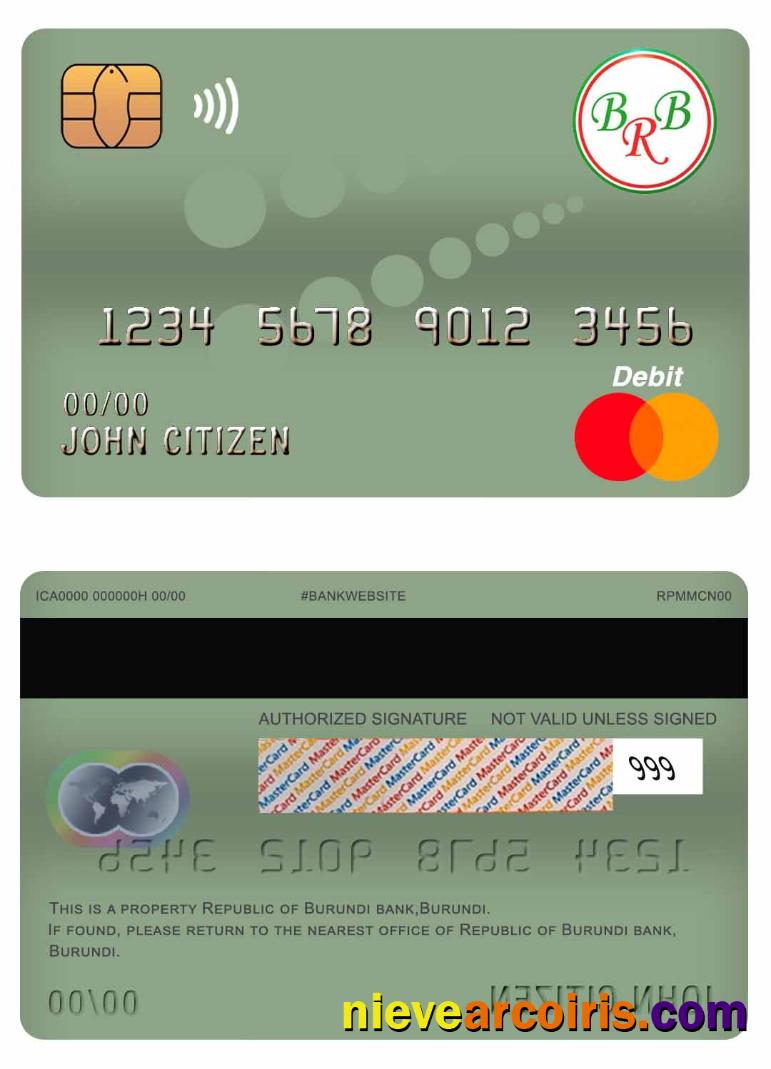 Burundi Bank Of The Republic Of Burundi Master Debit Card Sample