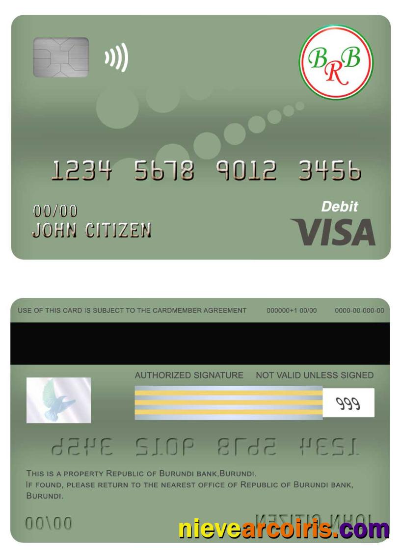 Burundi Bank Of The Republic Of Burundi Visa Debit Card Sample