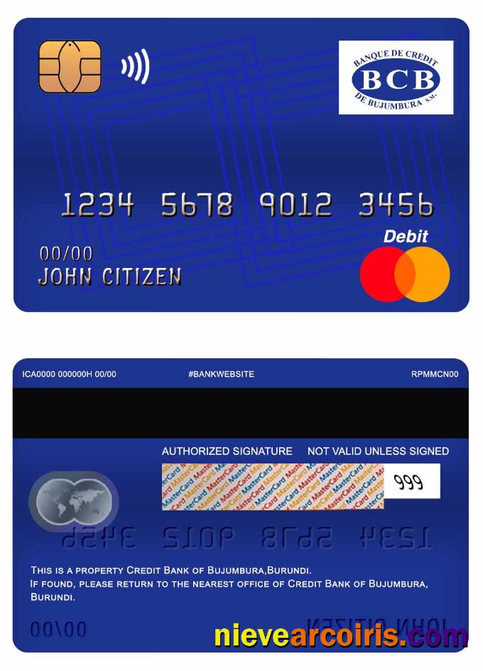 Burundi Credit Bank Of Bujumbura Master Debit Card Preview