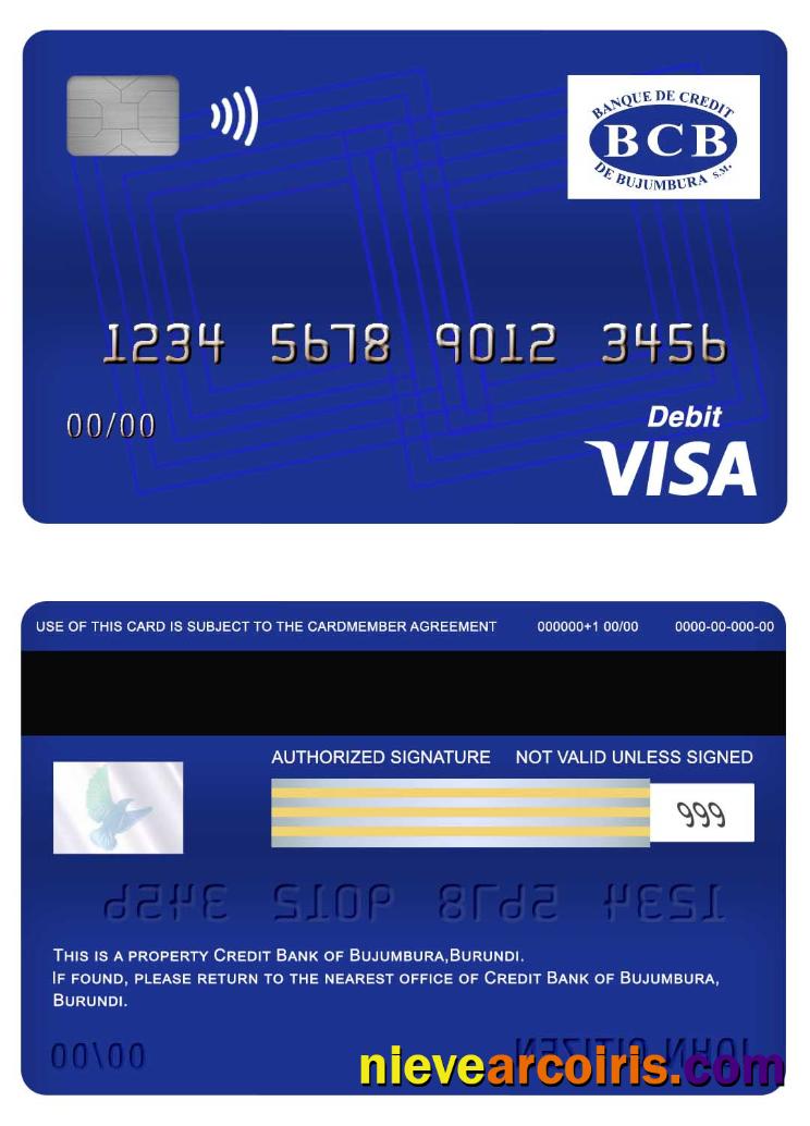 Burundi Credit Bank Of Bujumbura Visa Debit Card Preview