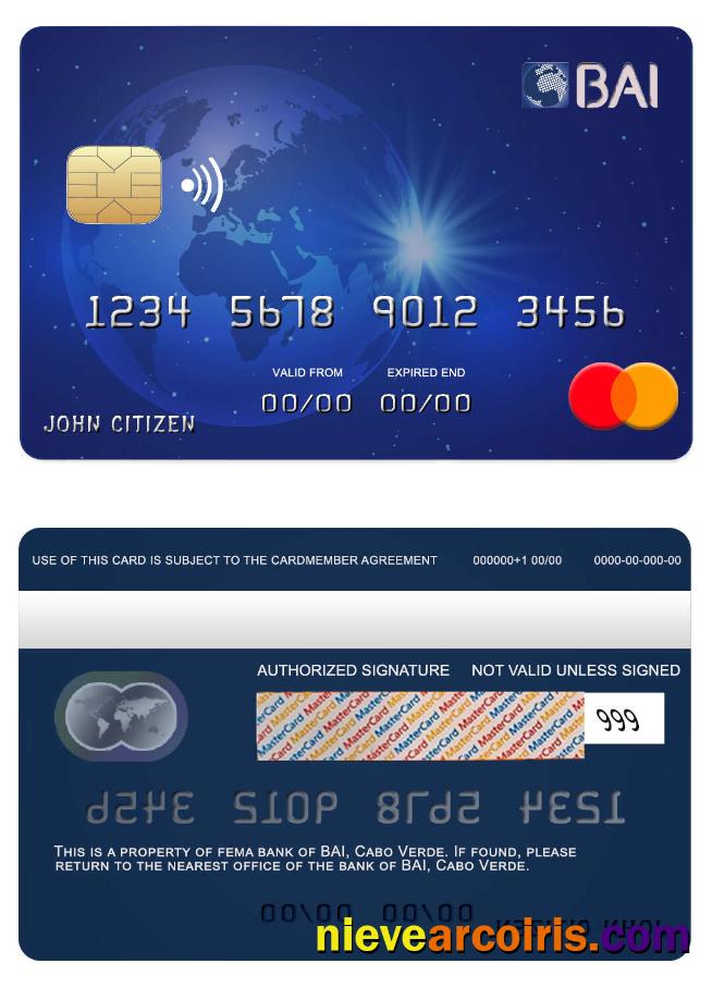 Cabo Verde BAI Bank Mastercard Template