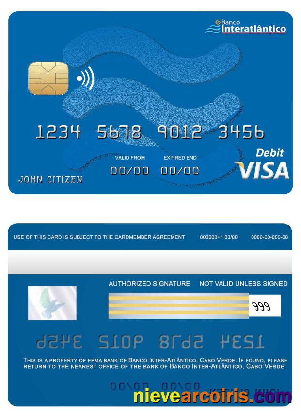 Cabo Verde Banco Inter Atlântico Bank Visa Card Template