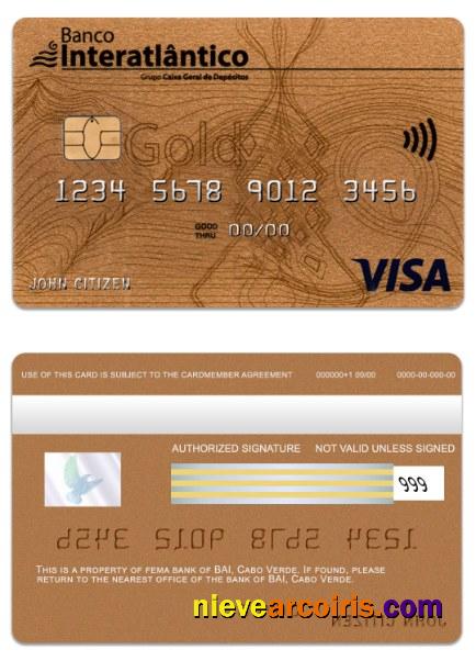 Cabo Verde Banco Interatiantico Bank Visa Gold Card Photolook