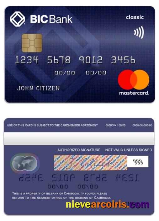 Cambodia BICBank Credit Classic Mastercard Sample