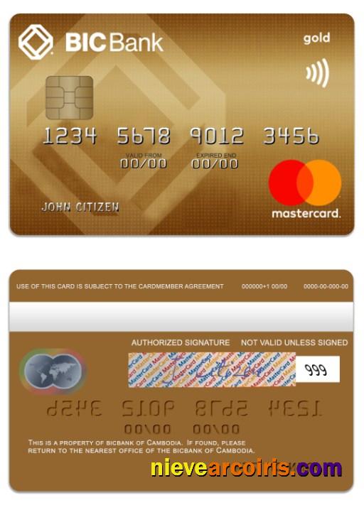 Cambodia BICBank Credit Gold Mastercard Sample