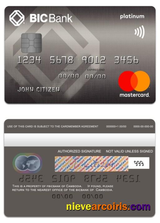 Cambodia BICBank Credit Platinum Mastercard Template