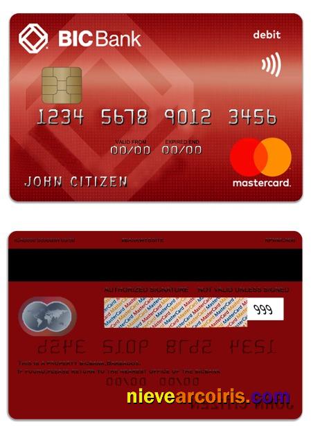 Cambodia BICBank Debit Mastercard Template