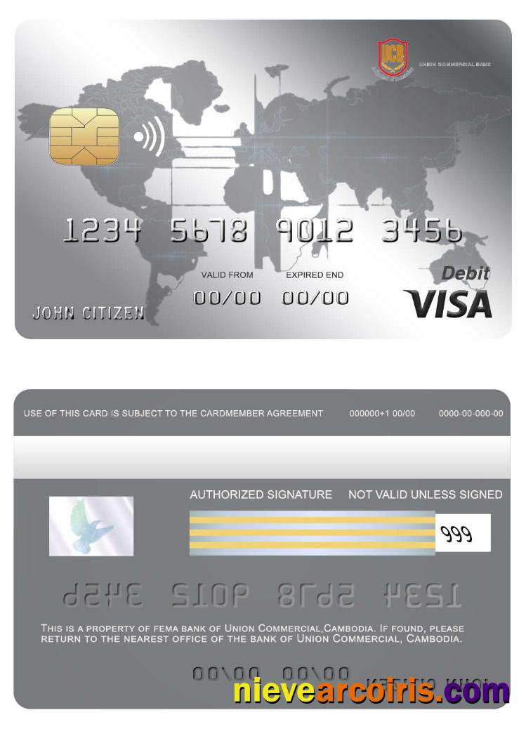 Cambodia Union Commercial Bank Visa Card Template