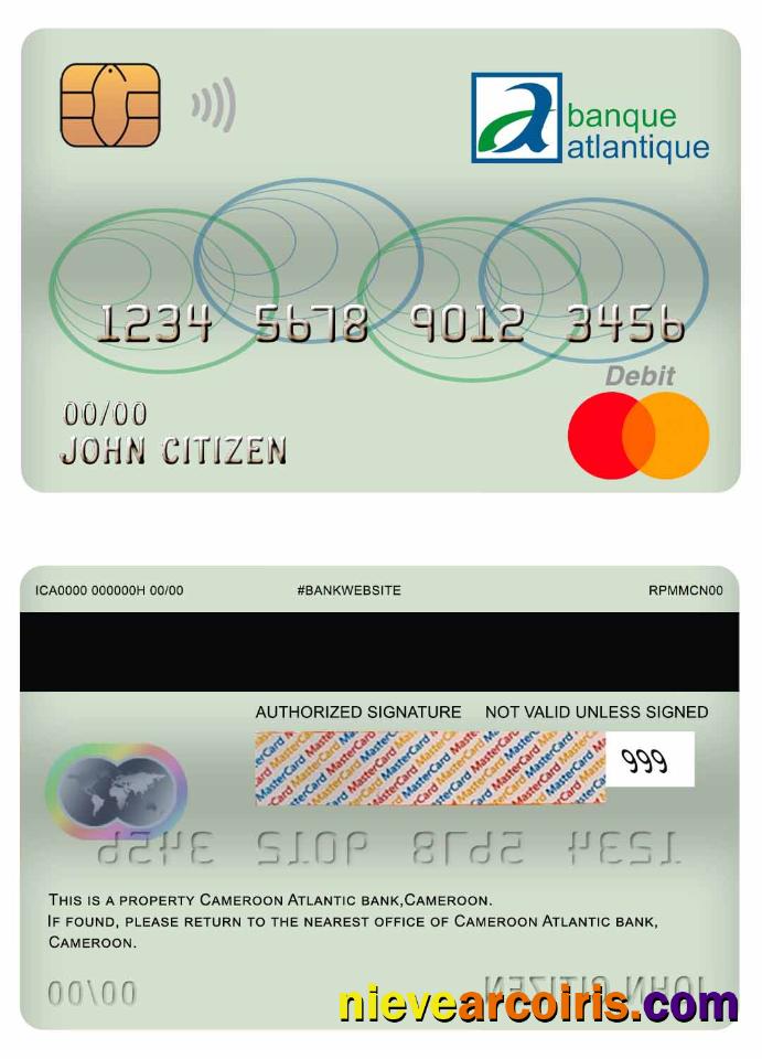 Cameroon Atlantic Bank Mastercard Debit Card Sample