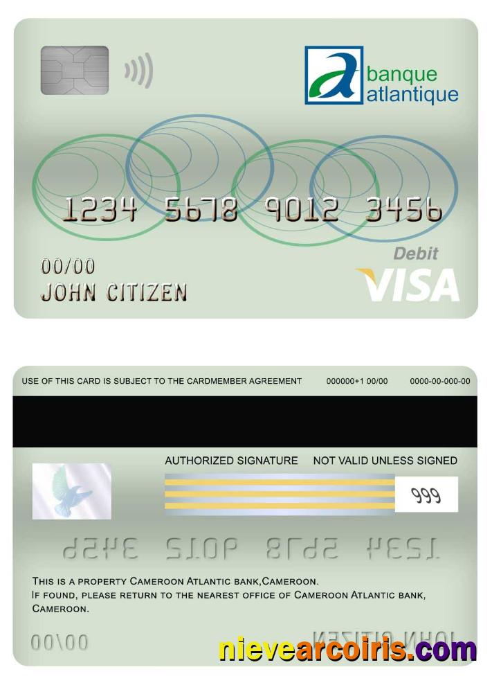 Cameroon Atlantic Bank Visa Debit Card Template