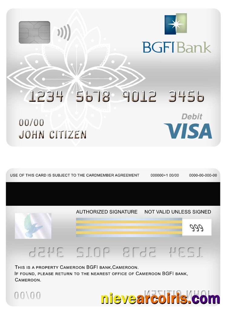 Cameroon BGFI Bank Visa Debit Card Template
