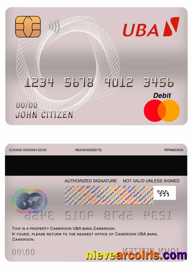 Cameroon UBA Bank Master Debit Card Sample
