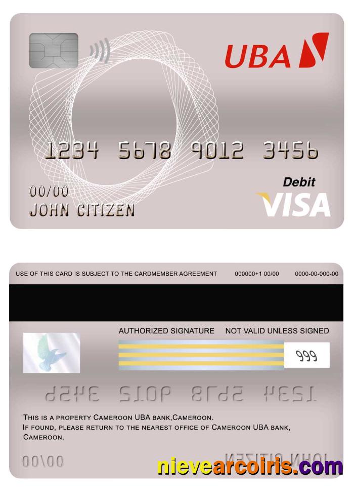 Cameroon UBA Bank Visa Debit Card Template