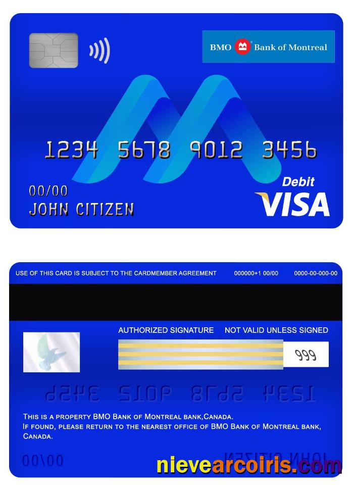 Canada BMO Bank Of Montreal Bank Visa Debit Card Photolook