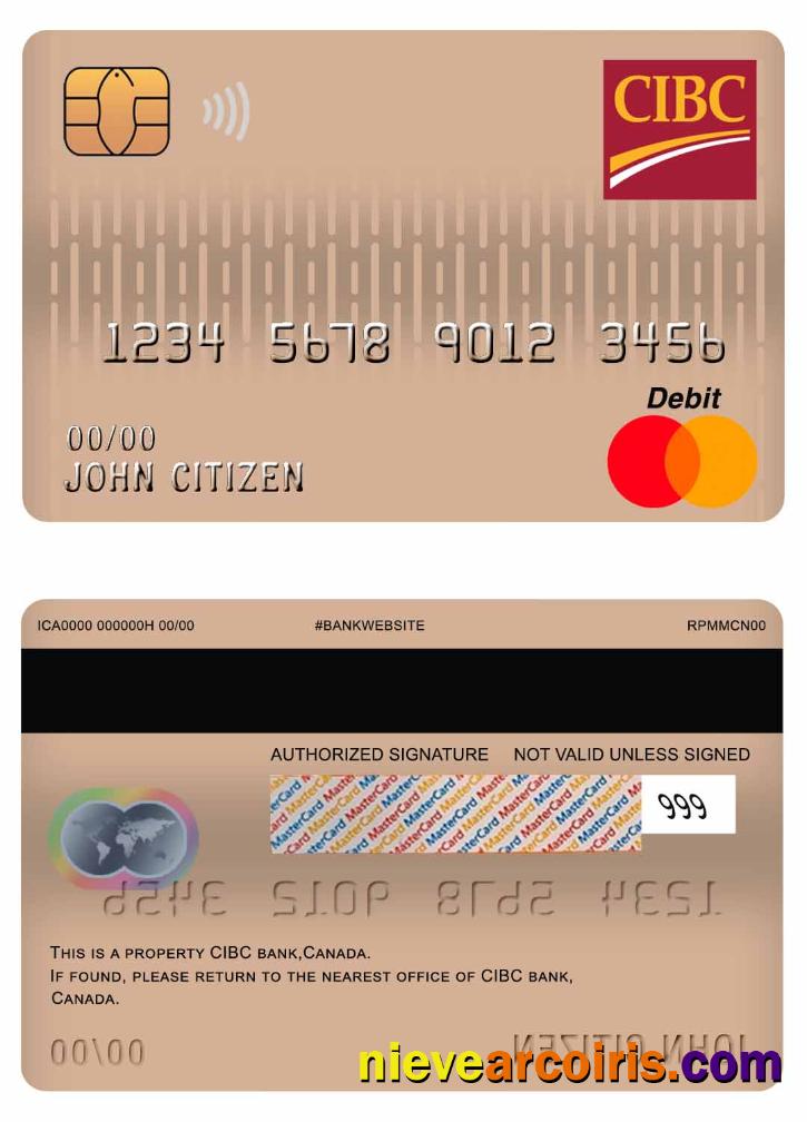 Canada CIBC Bank Mastercard Debit Card Preview