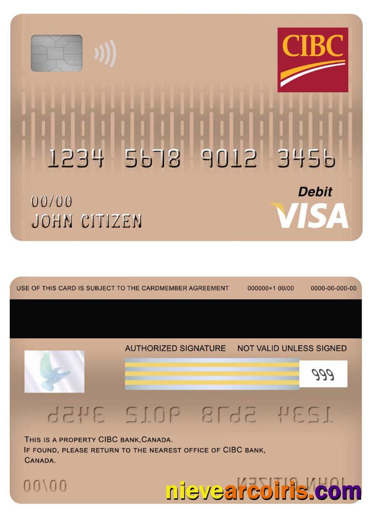 Canada CIBC Bank Visa Debit Card Sample